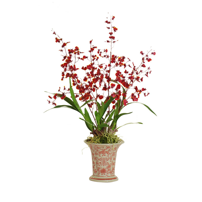 Faux Flowering Plant in Ceramic Vase