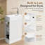 Meuble-lavabo moderne 18,6 po avec lavabo en céramique et tablettes de rangement - blanc-1937198194