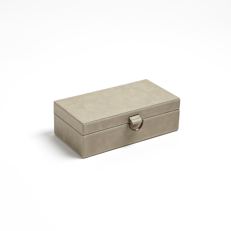 Boîte à bagues en cuir marbré, H 3,25 po x l 5,75 po x P 10 po, Gris clair