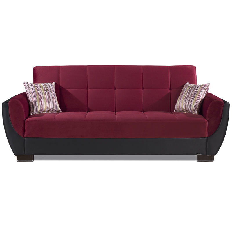Upholstered 93.5'' Sleeper Sofa, Burgundy
