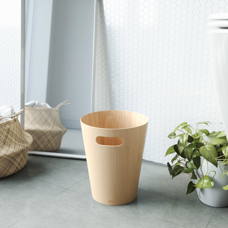 Natural Wood 2 Gallon Open Top Waste Basket