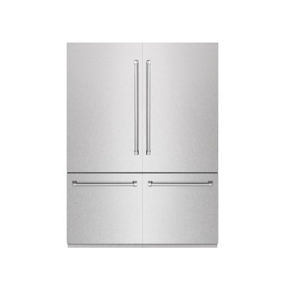 ZLINE 60 in. 32.2 cu. ft. French Door Built-In Bottom Freezer Refrigerator with Water Dispensers and Ice Makers with Graphite Gray Interior