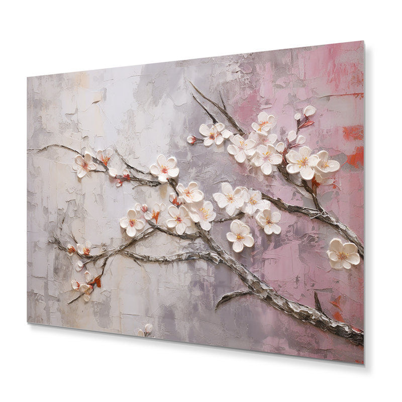 Fleur de pommier Harmony VII - salon d'art mural en métal fleur de pommier, H 16 po x l 32 po x P 1 po