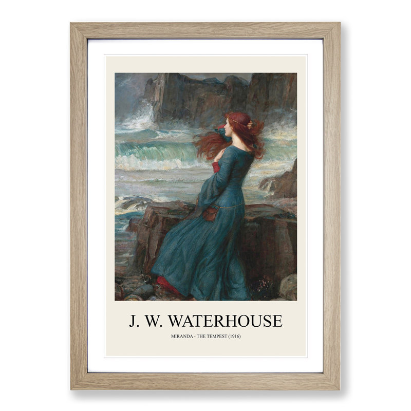 Miranda the Tempest by John William Waterhouse - Picture Frame Painting, 65cm H x 48cm W x 2cm D
