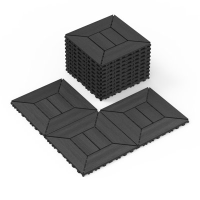 New 12 Inch Balcony Deck Tiles, DIY Interlocking Deck Floor Tiles, Indoor And Outdoor Floor Tiles, Easy To Install Patio Tiles, Suitable For Poolside Balcony, Backyard, 44 Pieces Dark Gray