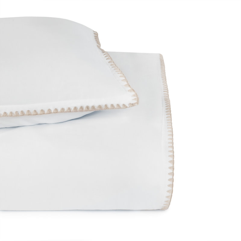 Poppy 100% Cotton Percale Duvet Cover, white/ latte, King
