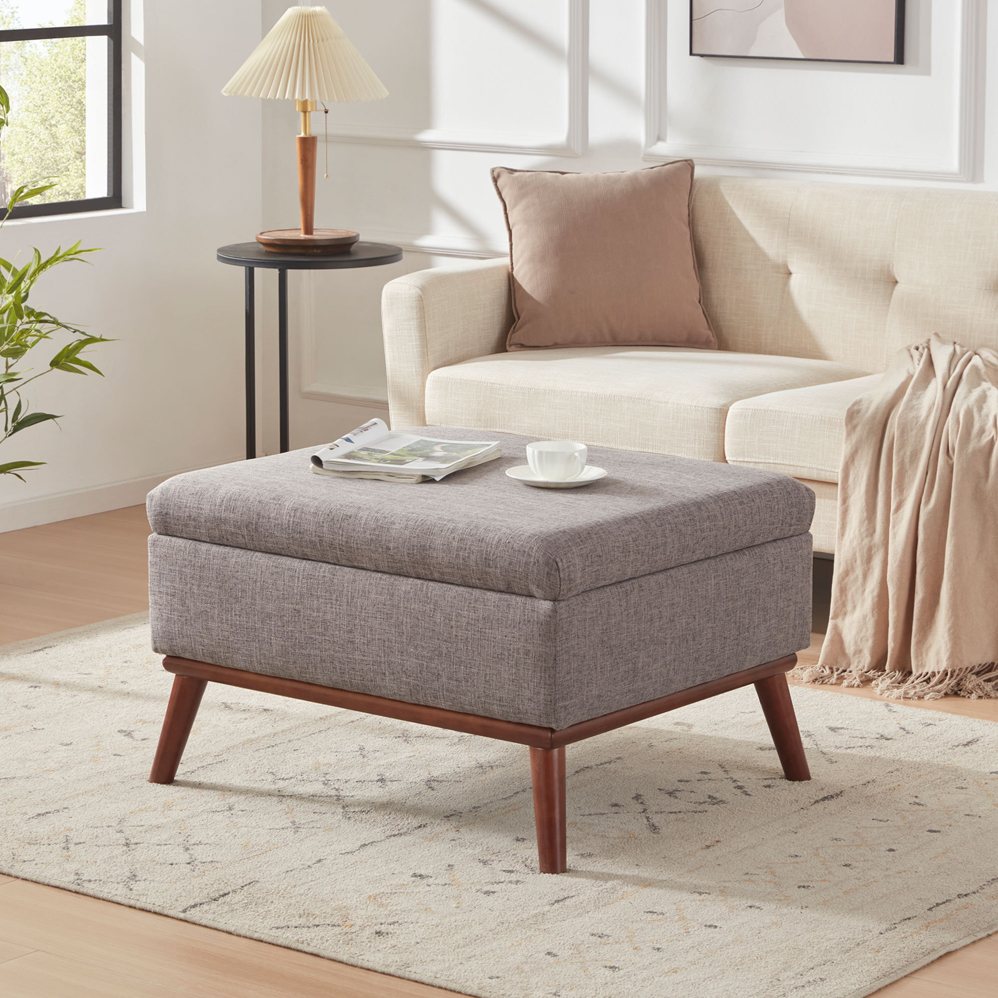 Mid century ottoman coffee table discount