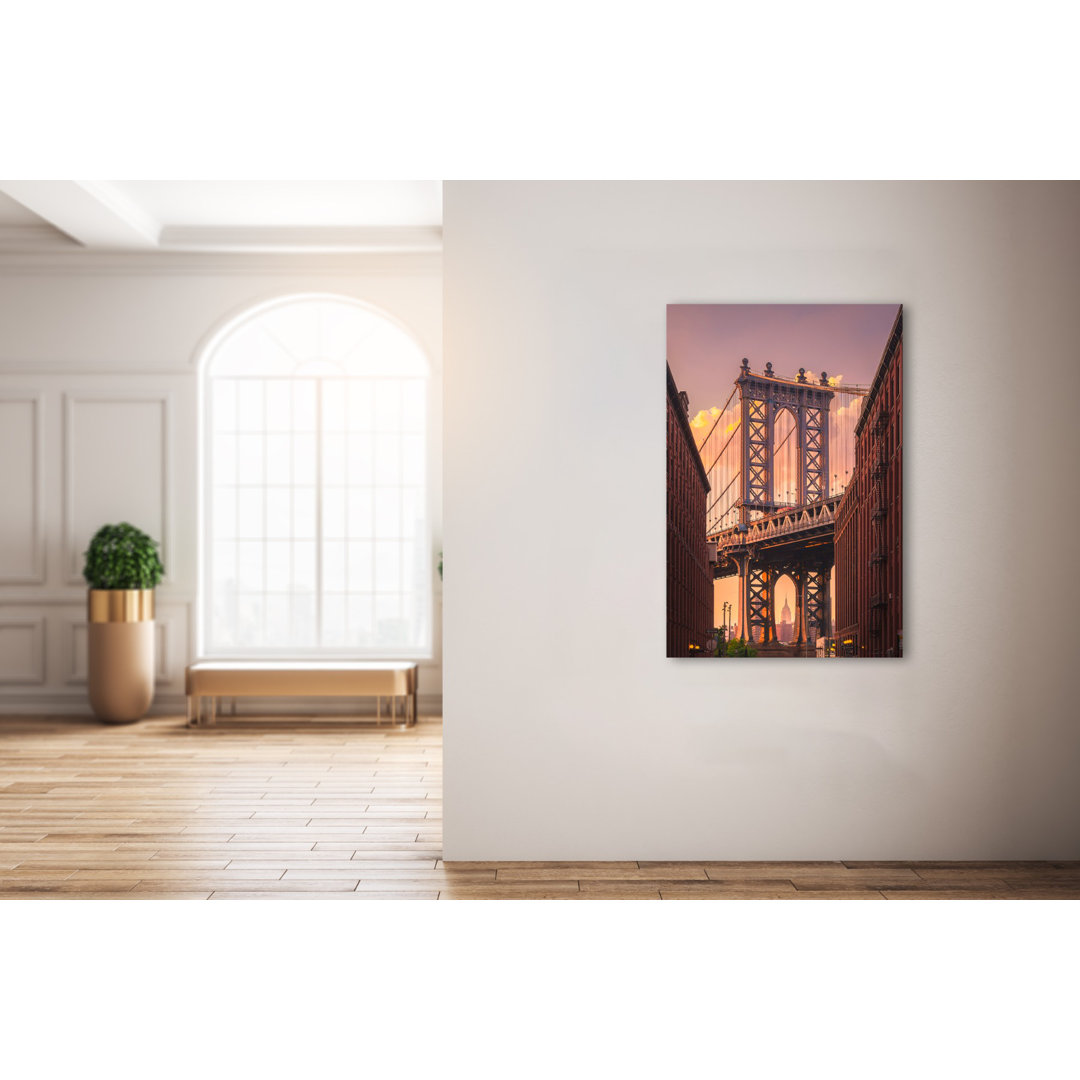 Gerahmtes Poster Manhattan Bridge von Brooklyn Street