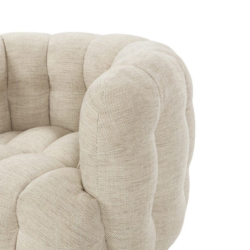 Walter Swivel Barrel Chair, Beige Polyester Blend