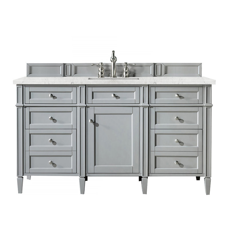 Meuble-lavabo simple 60 po Dussault, Perle jasmin éternelle, Acajou bruni, 8 po