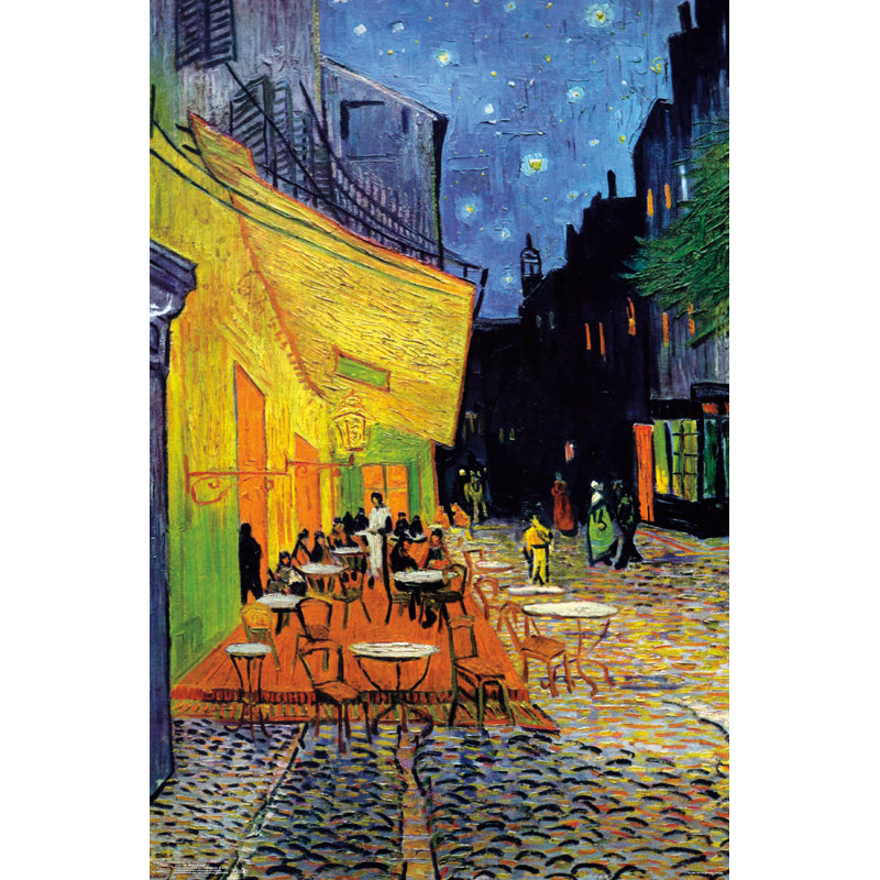 Impression sur papier café terrace at night