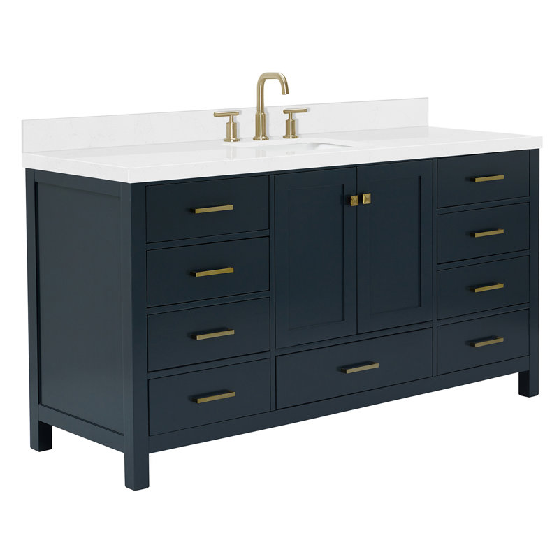 Ensemble de meuble-lavabo simple 66 po , Bleu minuit, Rectangular