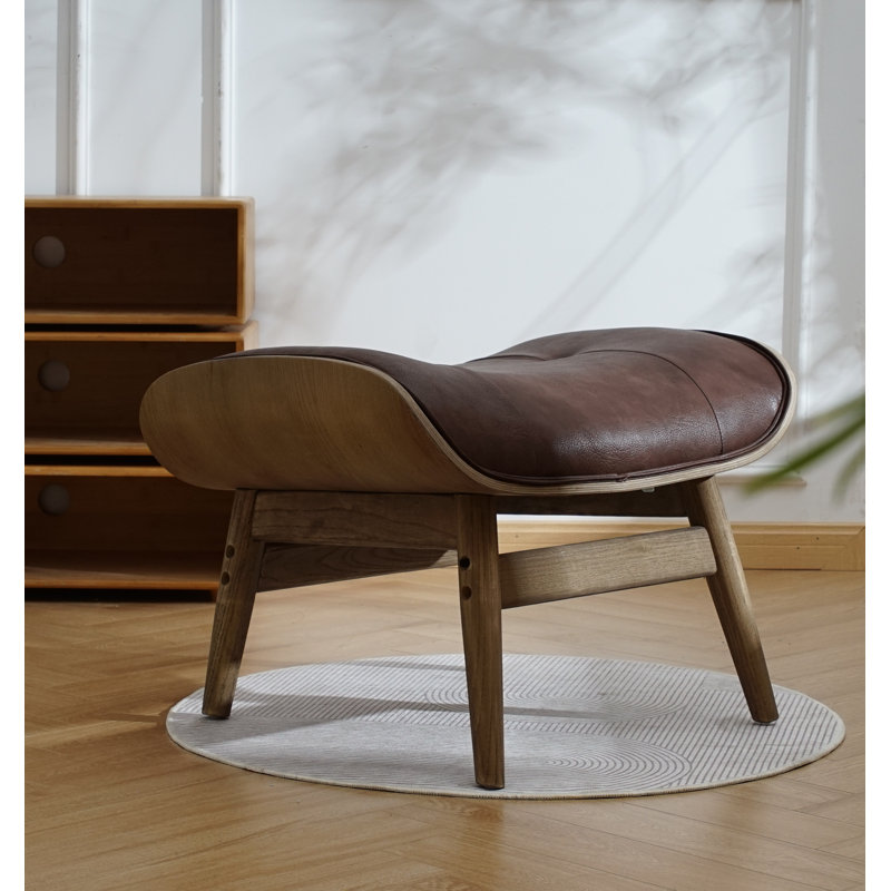 Jeyshan Upholstered Ottoman, Dark Brown Polyester
