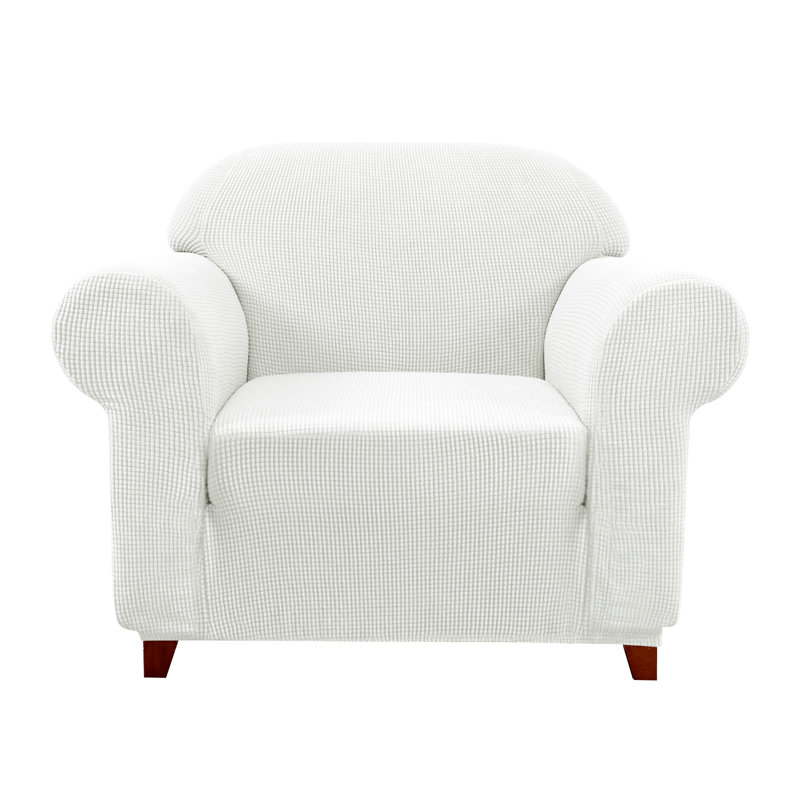 Box Cushion Armchair Slipcover, White