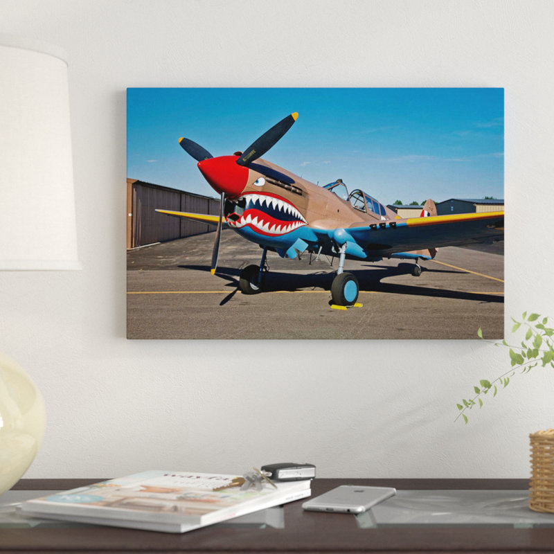 « nez art on a curtiss p-40e warhawk i », reproduction de photo sur toile, H 18 po x l 26 po x P 1,5 po, Toile tendue