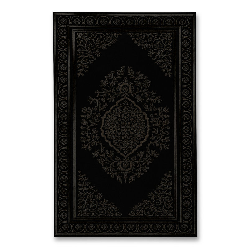 Tapis tissé noir Mosso, 2'6" x 4'11"