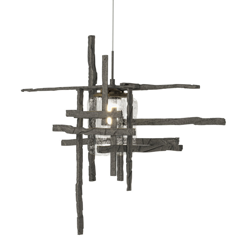 Tura 1 - Light Single Mini Pendant, Sterling, Seeded Clear