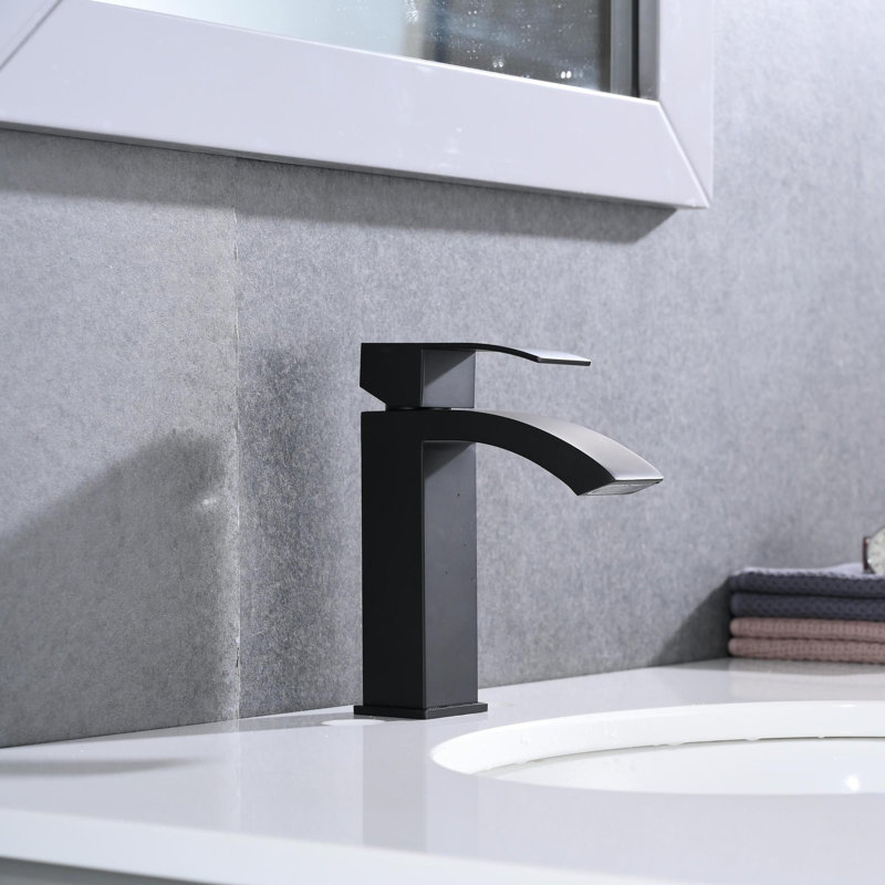 Robinet de lavabo de salle de bain à poignée simple avec bec cascade