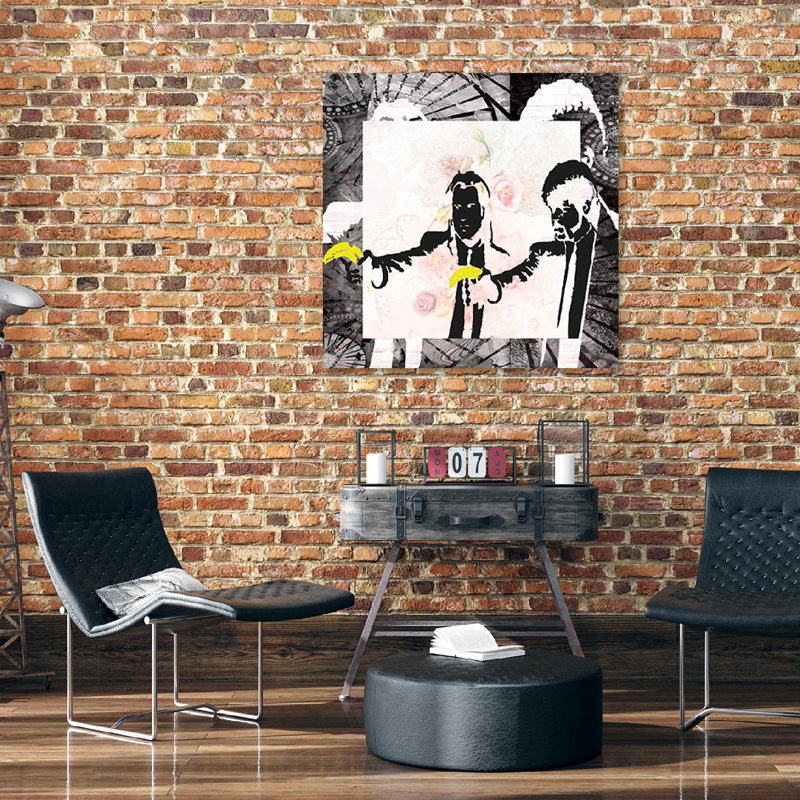 Banksy Pulp Fiction - No Frame Print on Canvas, 60cm H x 60cm W
