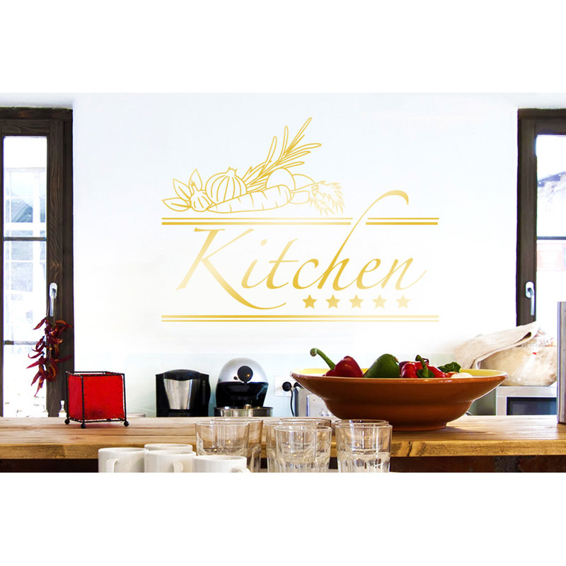 Food & Beverage Non-Wall Damaging Wall Decal, Medium, Shiny Gold