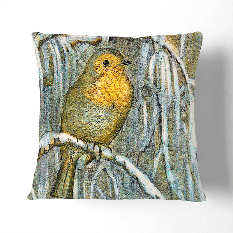 Robin Bird Square Throw Cushion, 55cm H x 55cm W x 20cm D