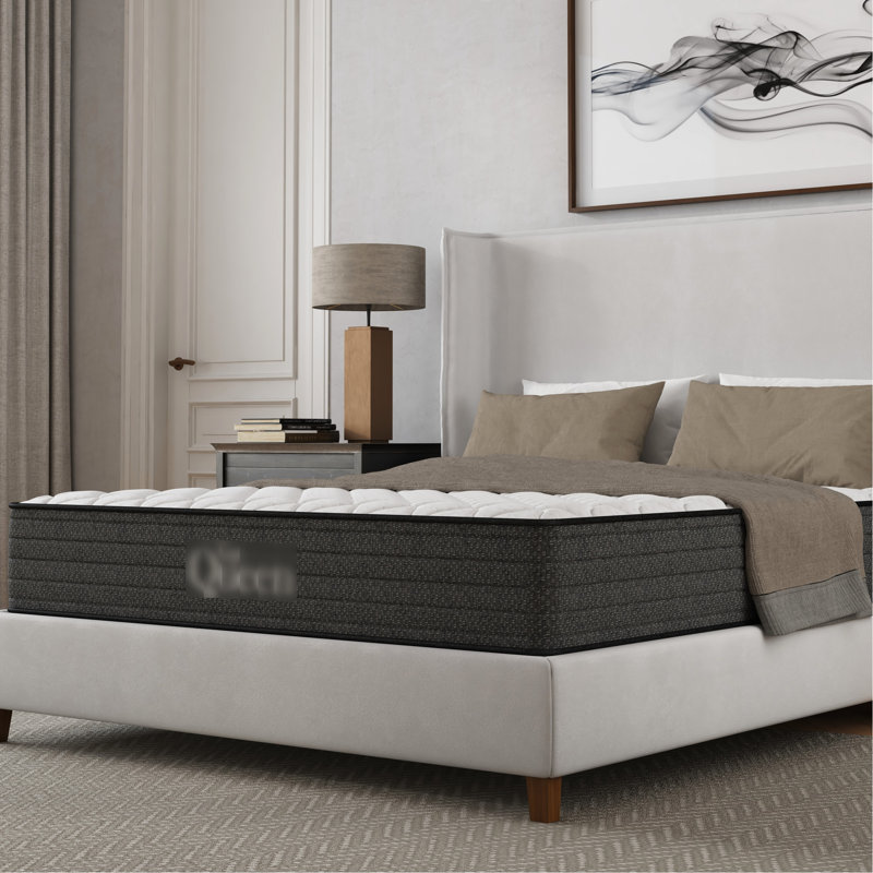 Matelas de 12 pouces (30 cm) avec gel rafraîchissant, pour un soulagement et un bien-être optimaux, faible transfert de mouvement, imperméable, compatible avec les sommiers articulés, coloris gris et blanc, rembourrage en mousse à mémoire de forme, conception en mousse et ressorts.