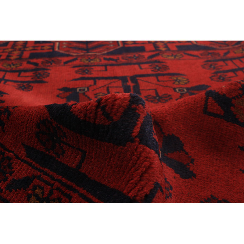 Tapis de zone en laine rouge 3 pi 2 po x 4 pi 10 po à main one-of-kind-noué la 2010 esari turque Alarick