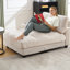 Lit confortable en velours côtelé avec porte-gobelet ajustable et fonctions pratiques surdimensionné beige avec accessoires d'accoudoirs mobiles-1820412193
