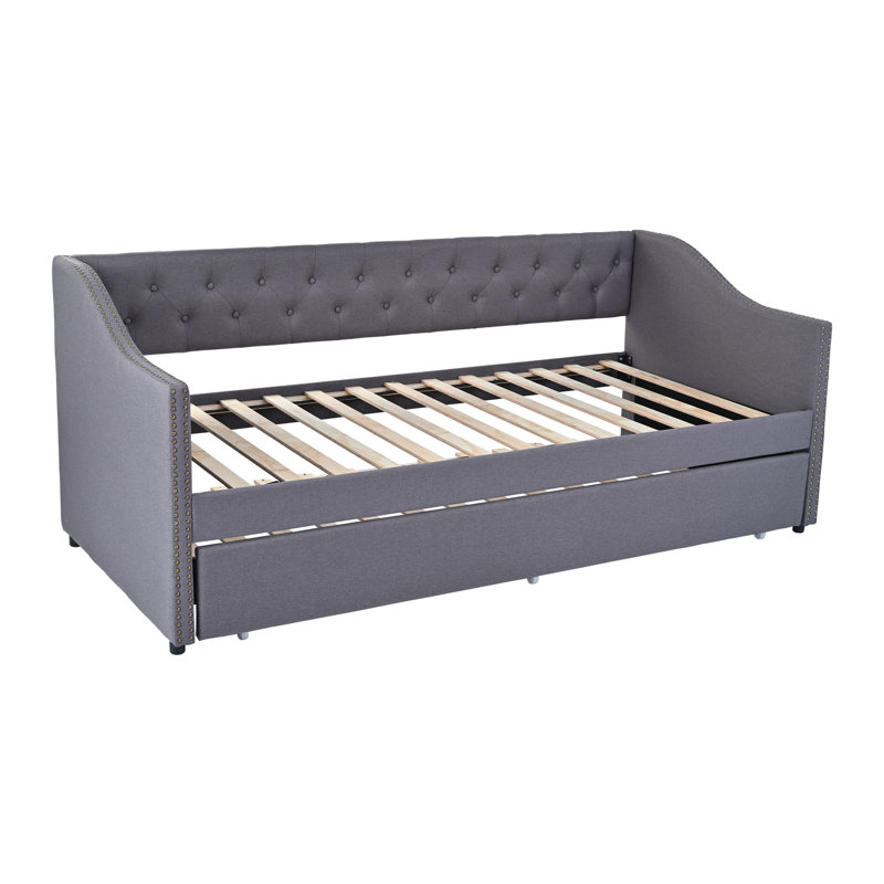 Antwerp Upholstered Daybed with Trundle, Grey