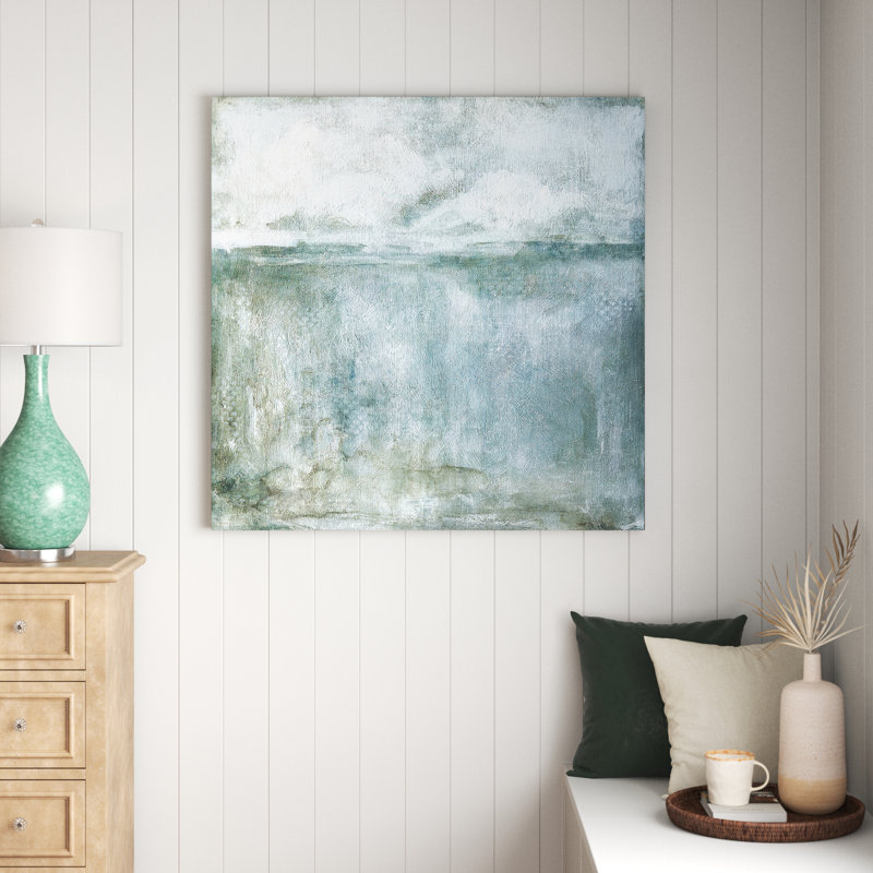 « island pluie », reproduction de peinture à l’huile sur toile tendue, H 40 po x l 40 po x P 1,5 po