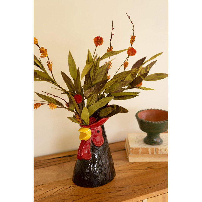 CERAMIC ROOSTER HEAD VASE