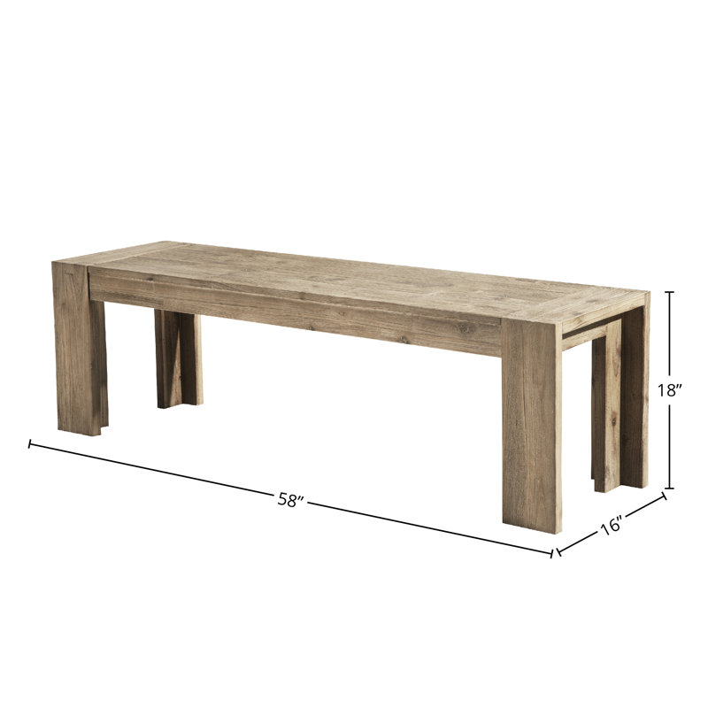 Banc en bois Tenby, 18" H x 58" W x 16" D