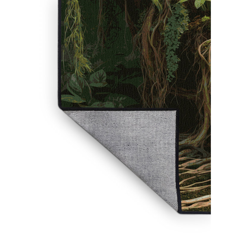 Tapis brun lavable à la machine, Rond 5 pi