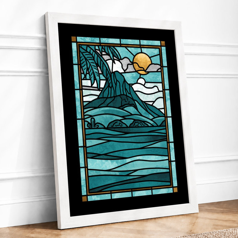 Stained Glass Coastal - Print, A4 - 29.7 x 21.0 cm, White