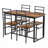 5 Piece Metal And Wood Indoor Modern Dinning Table Furniture Set For 4, Dining Table Chairs