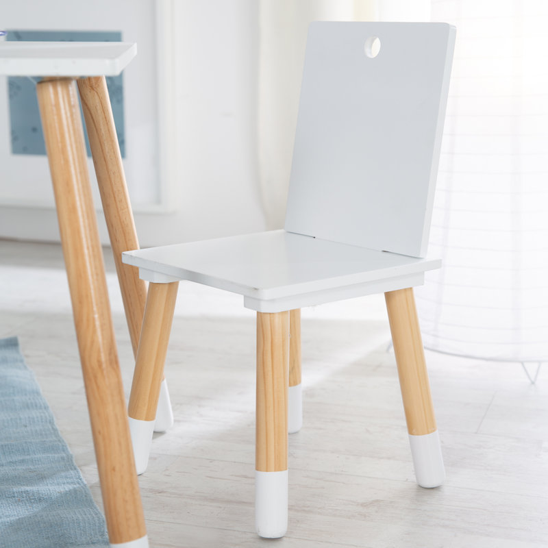 Kids 3 Piece Rectangular Play Or Activity Table and Chair Set, White, Brown