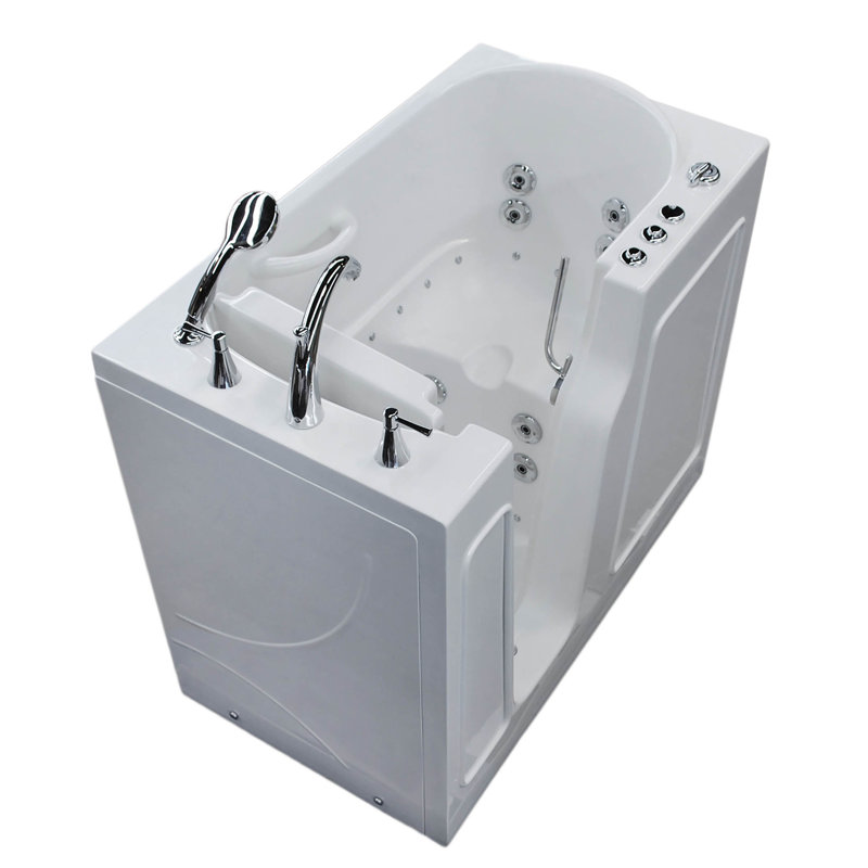 Prairie 45.75'' x 26'' Fiberglass Bathtub with Faucet, Left, White