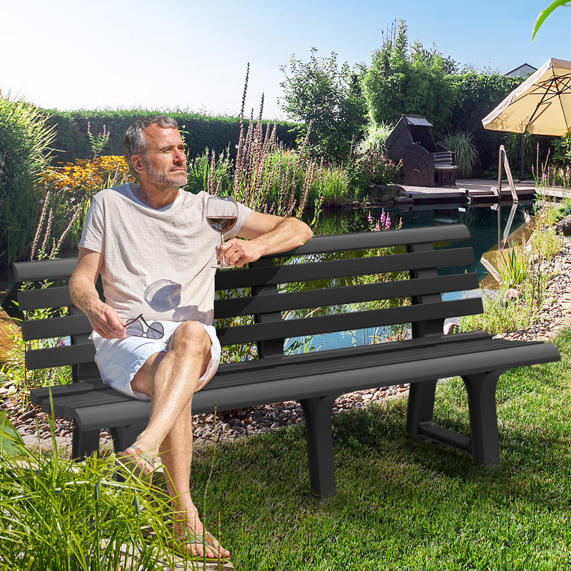 Clero Plastic Outdoor Bench, Black