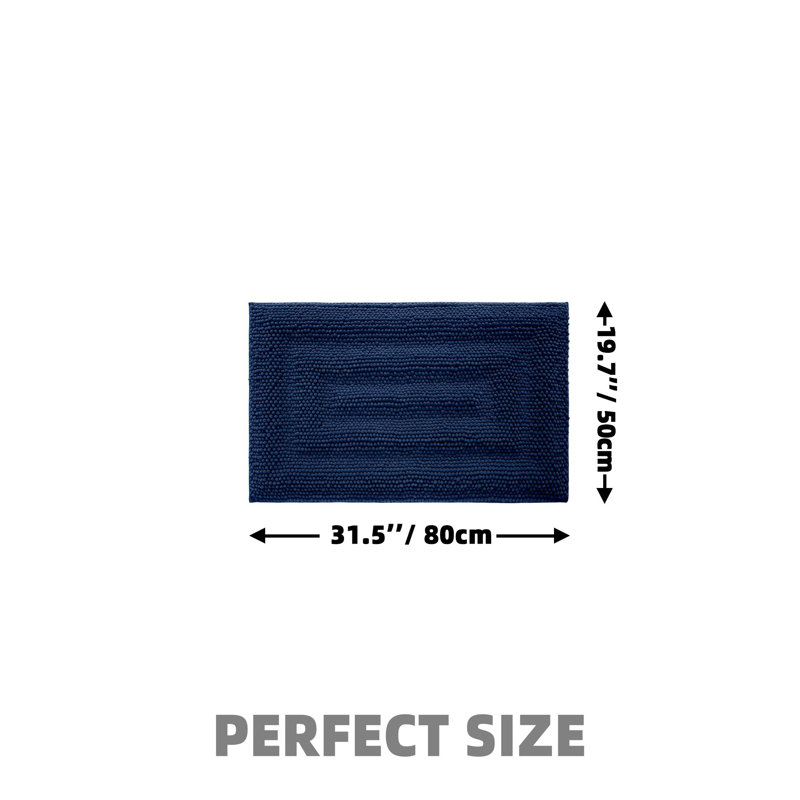 Bath Rug With Non Slip Backing, Blue, 31.50" L x 20" W