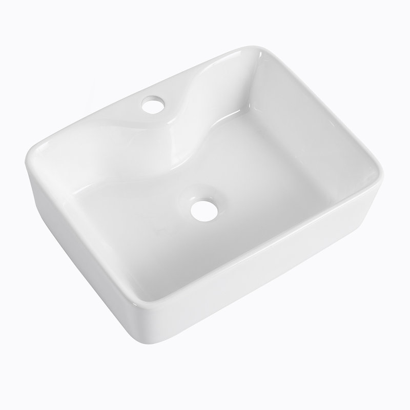 Ceramic Rectangular Above Counter White Bathroom Sink Art Basin