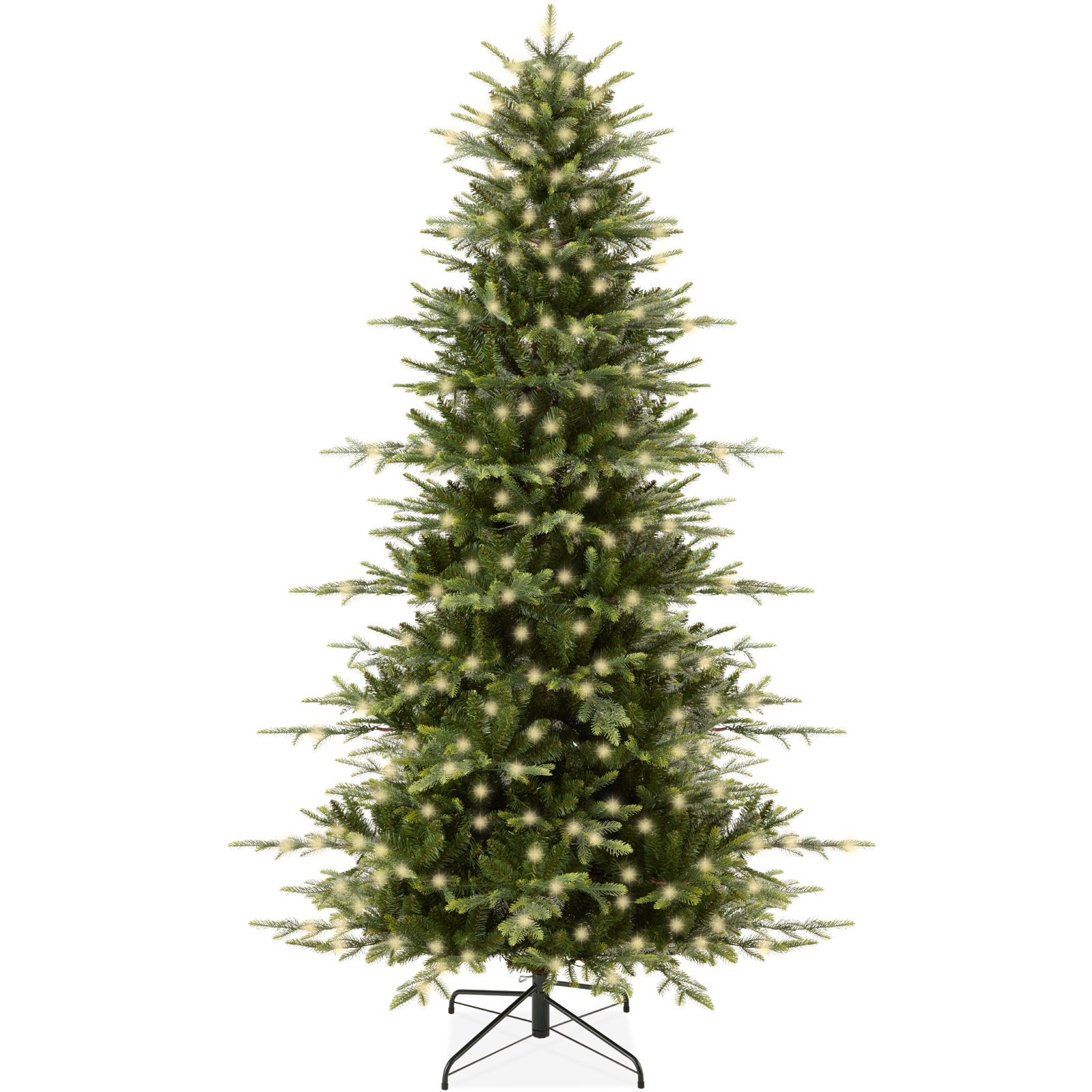 Pre-Lit Artificial Aspen Noble Fir Christmas Tree w/ LED Lights, 7.5'