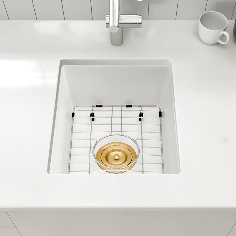 14''L X 18'' W Granite Composite Undermount Bar Sink with Sink Grid and Basket Strainer