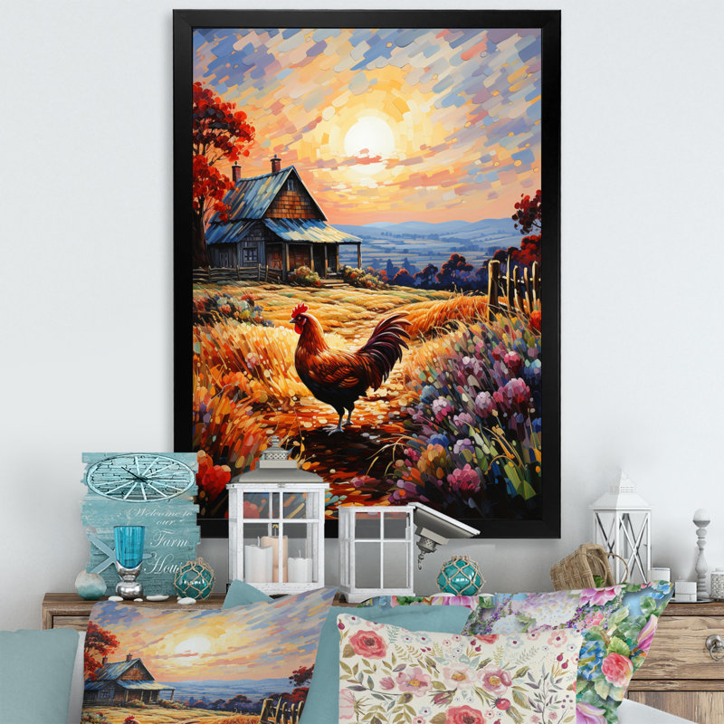 Aylamae Roaster Barnyard Serenade III sur toile, Impression noire sur toile encadrée, H 20 po x l 12 po x P 1 po