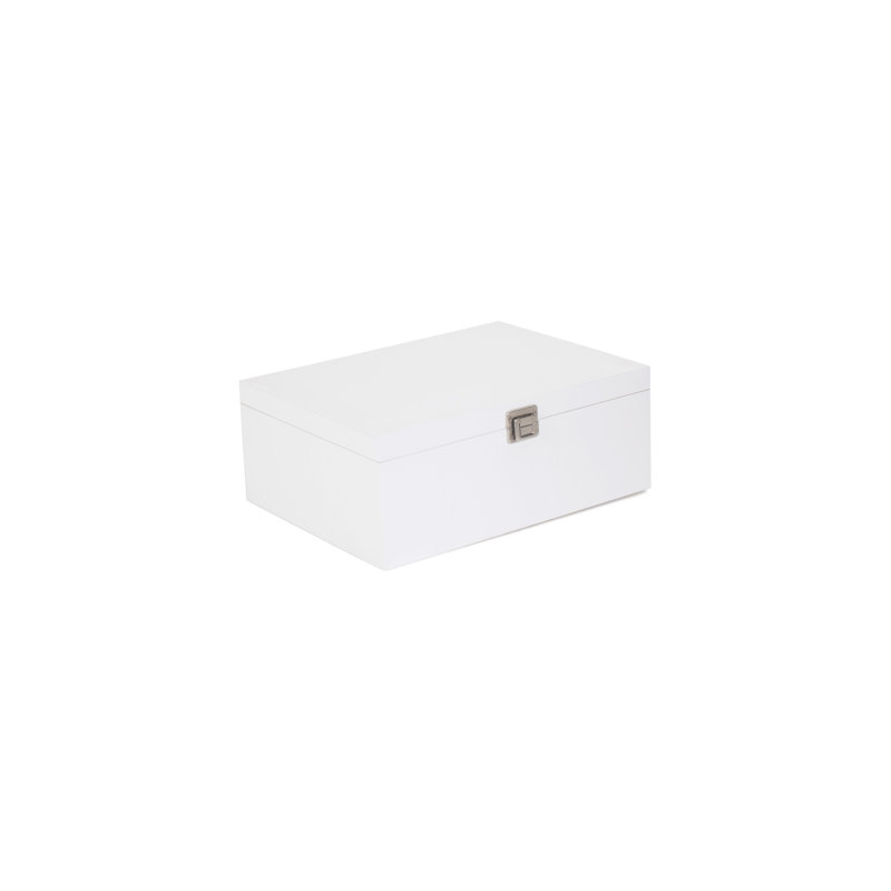 Wooden Storage Box with Lid, 27cm W x 36cm D, White Wash