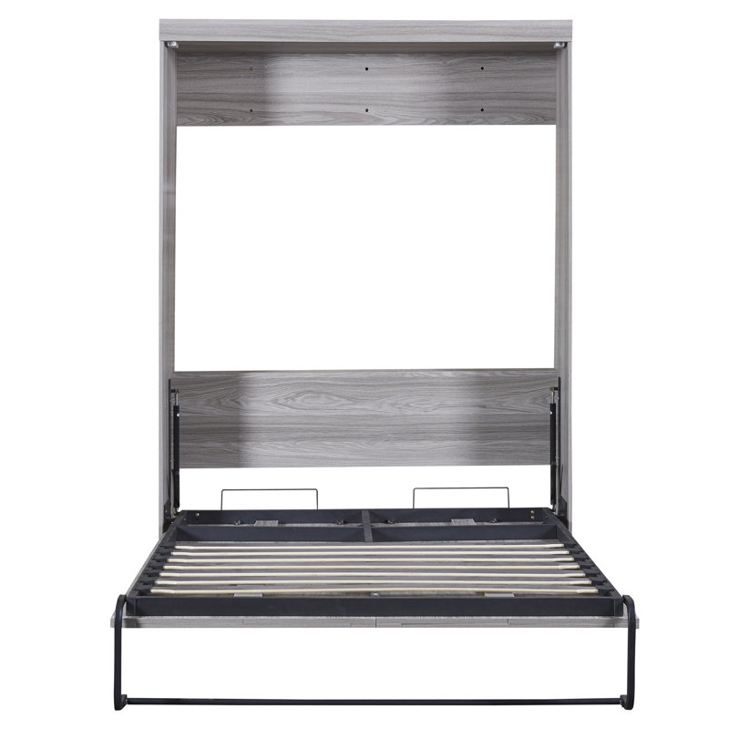 Gray Full Size Bed With Cabinet Storage - & Space Saving Solution Space Cabinet, Stable Frame User-