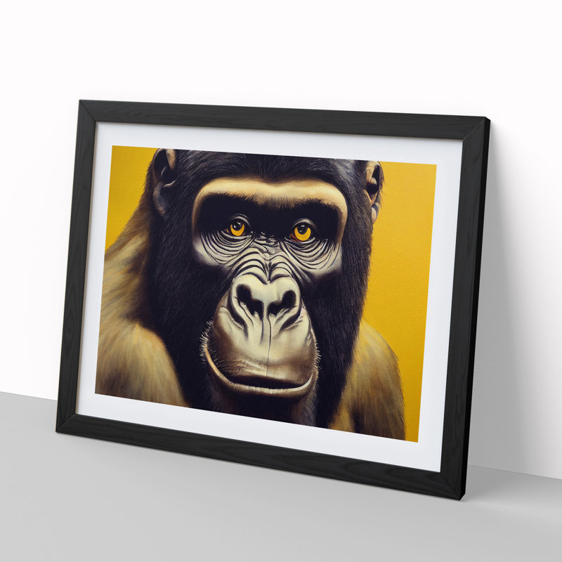 XH1022-6097X Modern Gorilla Art Vol.4 - Single Picture Frame Print, 46cm H x 64cm W, Black