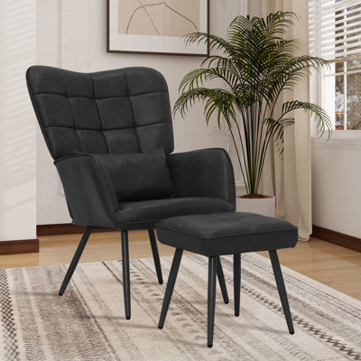 Chaise avec accoudoirs larges 28 po avec tabouret Lakara