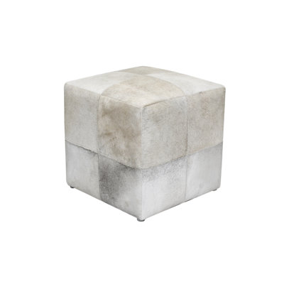 Repose-pieds cubique en peau de vache naturelle