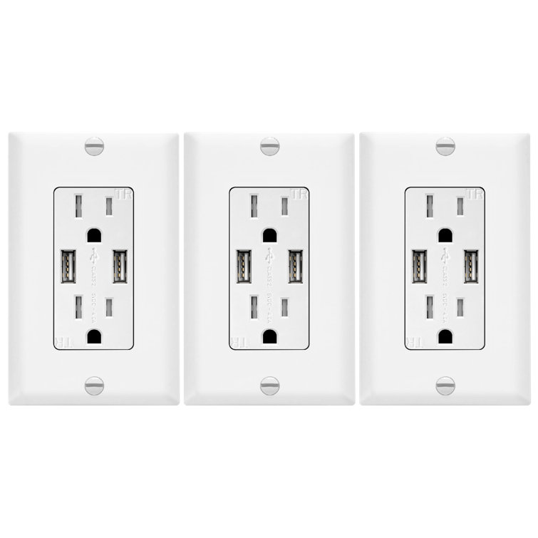 4A USB Wall Outlet Charger, 15A Tamper Resistant Decorator Receptacle
