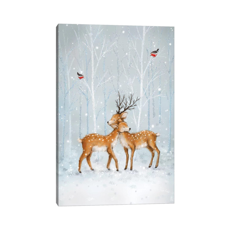 Deer Couple in Wood 1 Piece Wrapped Canvas Wall Art, 66.04 cm H x 45.72 cm W x 3.175 cm D